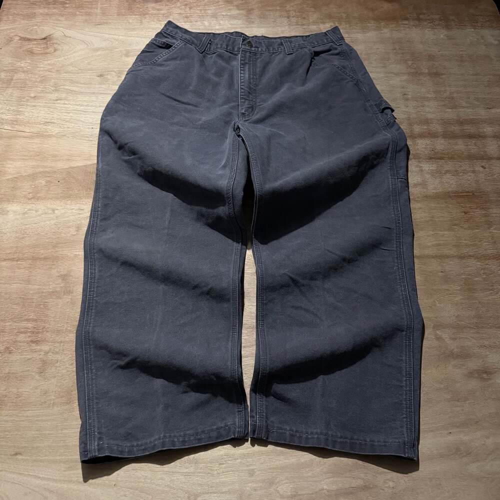 Carhartt Vintage Faded Black Duck Canvas Workwear Carpenter Pants